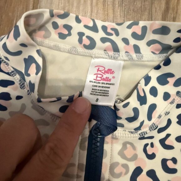 Ruffle Butts Leopard Long Sleeve Swim Wear - Picture 2 of 3